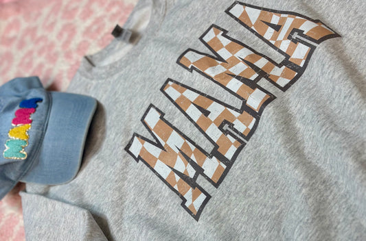 Mama checkered sweatshirt - Large READY TO SHIP