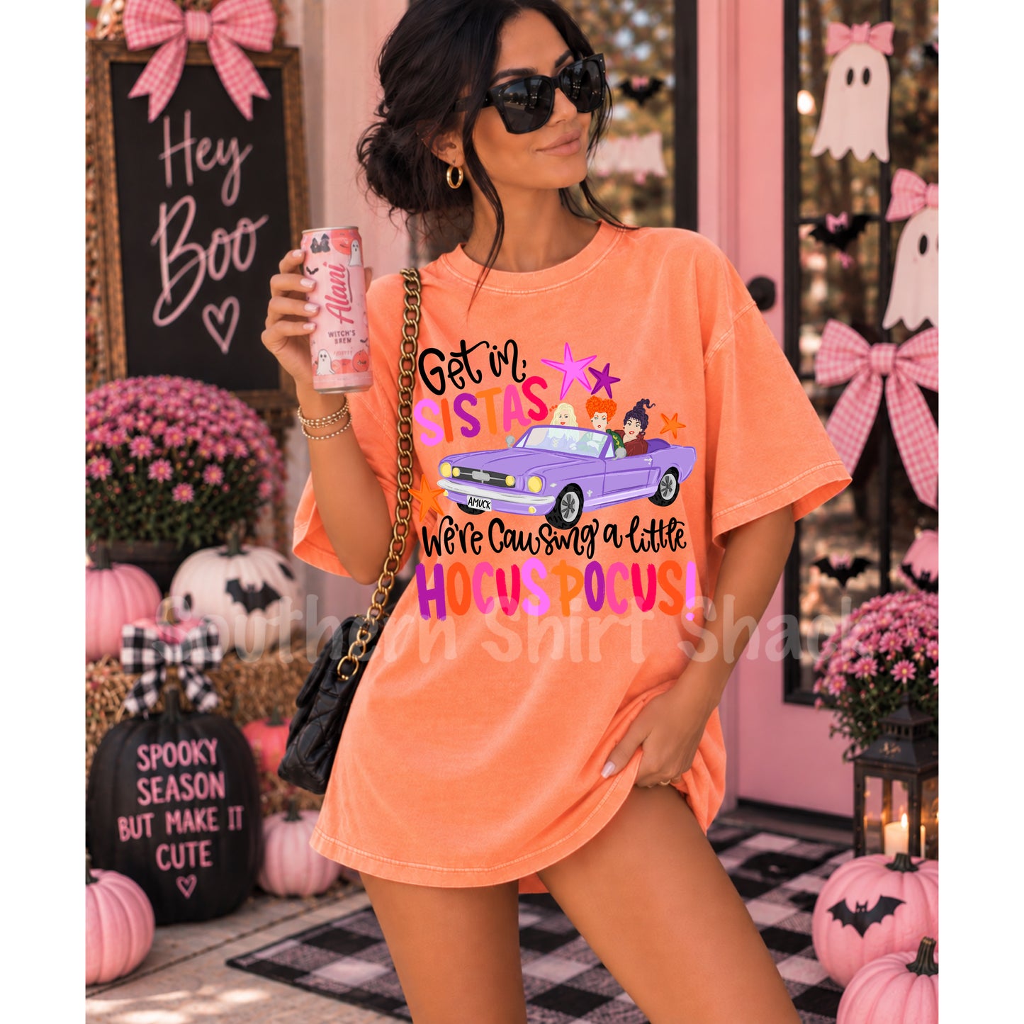 Get in sistas | Neon Cantaloupe Comfort Colors tee