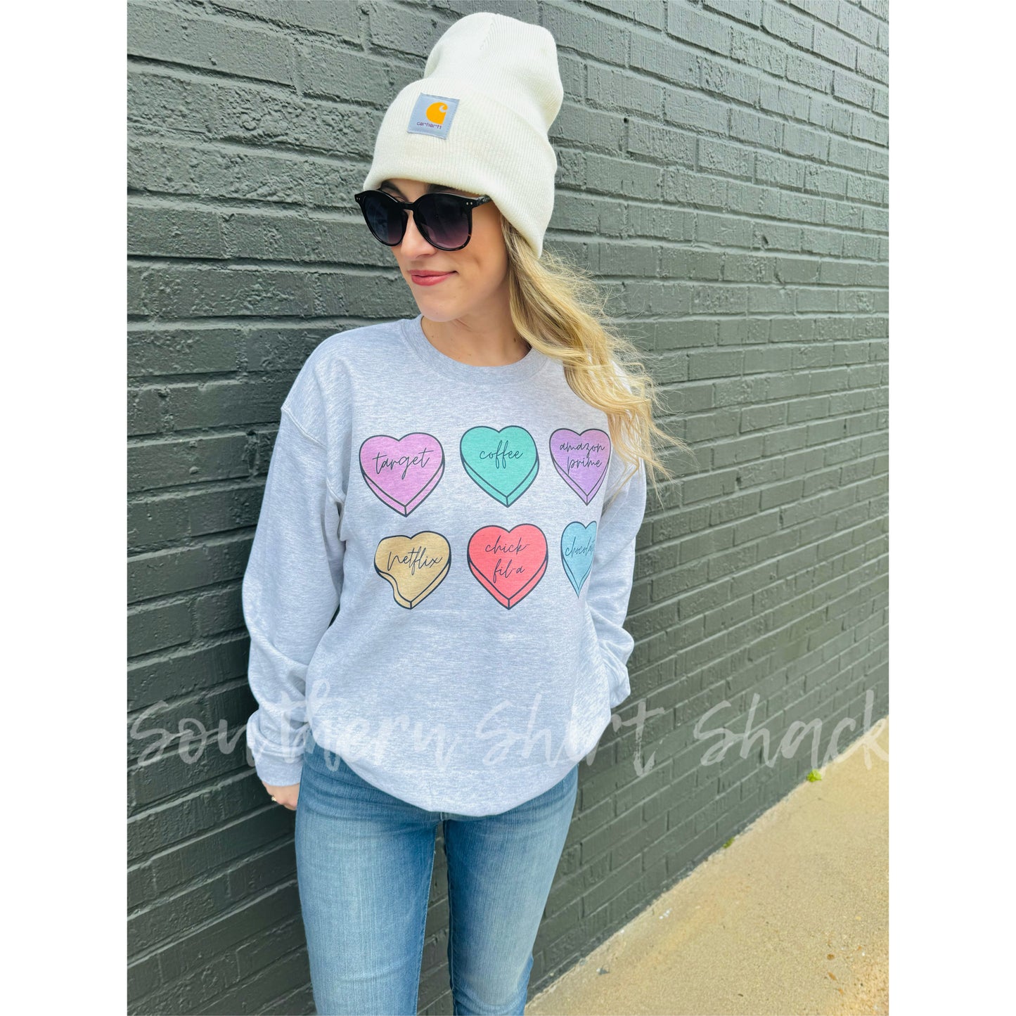 Everyday favs Conversation Heart Sweatshirt | Ash Gray