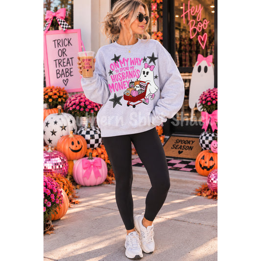 On my way! To spend my husbands money Sweatshirt | Ash gray