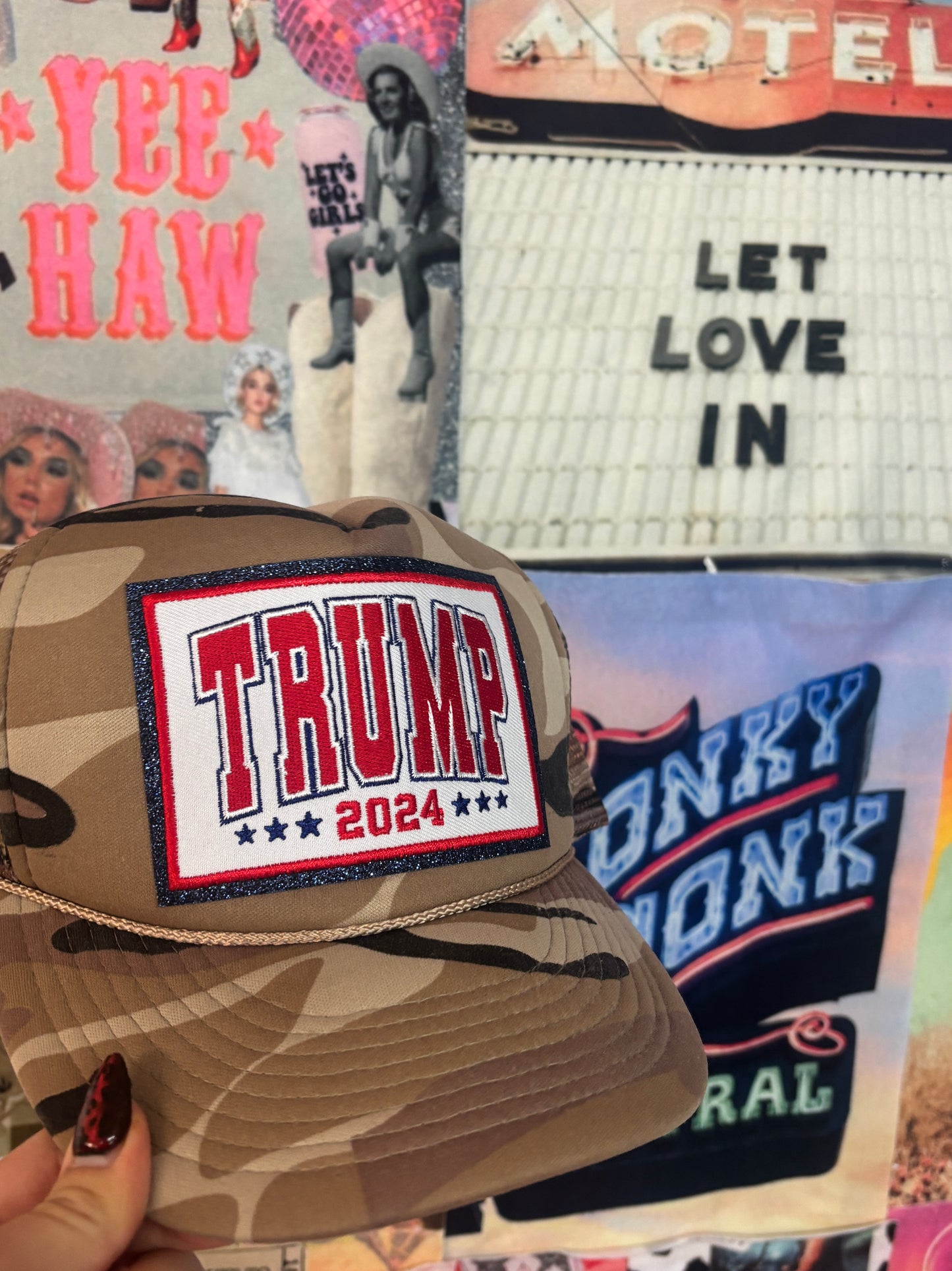 Trump 24 Camo Trucker Hat | READY TO SHIP