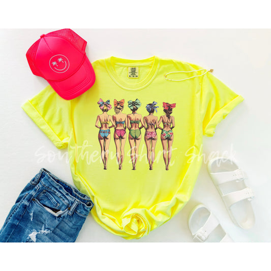 Retro Beach Babes Neon Lemon Comfort Colors Tee
