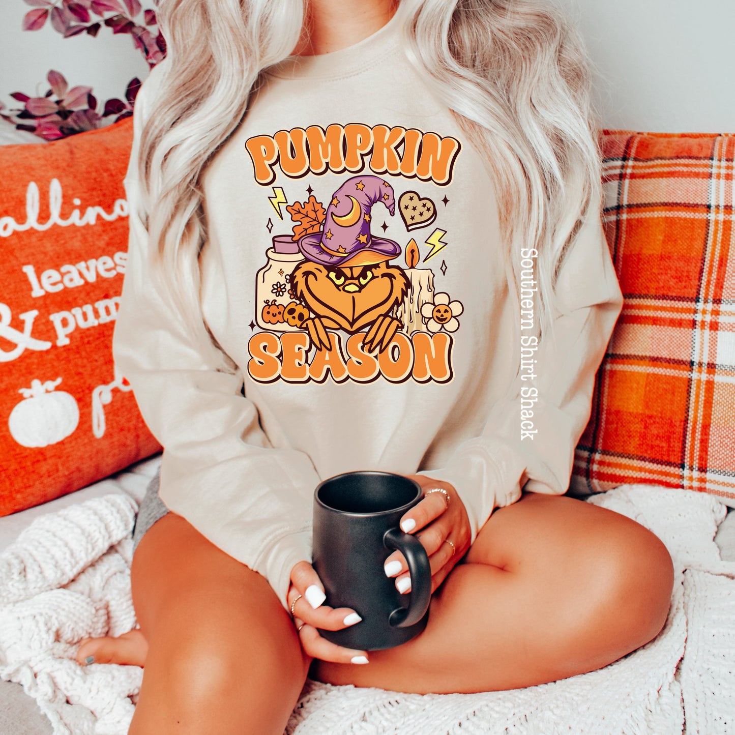 Grinchy Pumpkin Season | Sand Sweatshirt