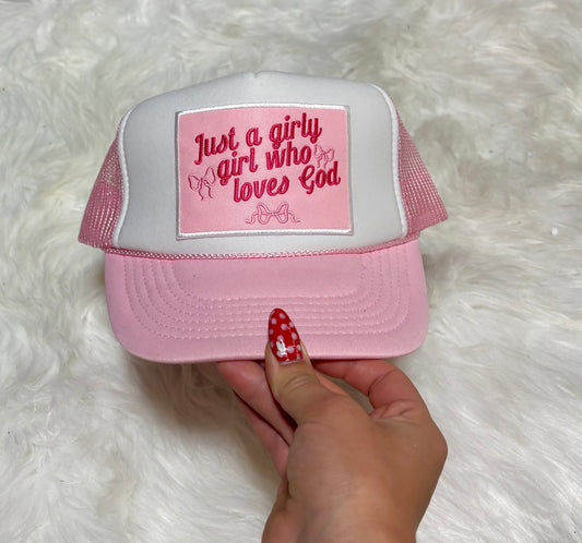 Girly who loves God trucker hat | READY TO SHIP