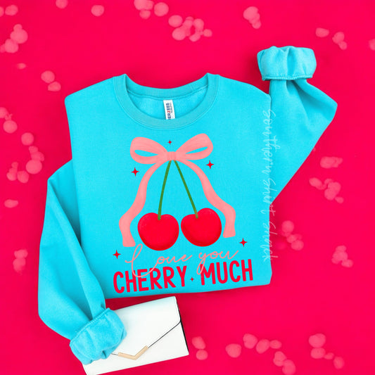 I love you cherry much | Scuba Blue Sweatshirt