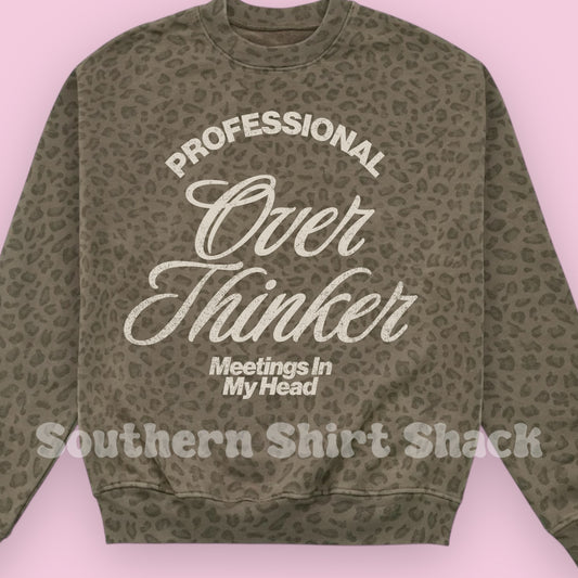 Professional Overthinker | Leopard Sweatshirt