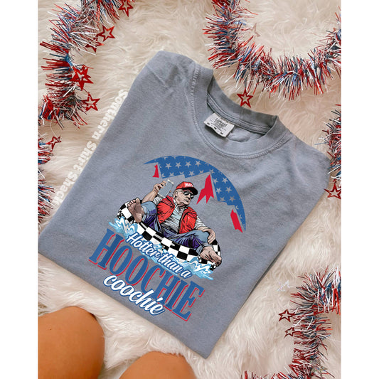 Trump Hotter than a Hoochie Coochie | Blue Jean CC tee