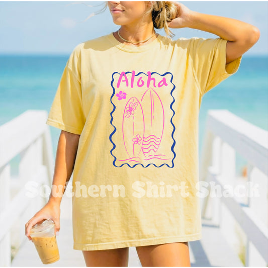 Aloha Surfboards Comfort Colors Tee | Butter Yellow
