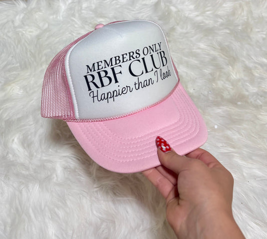 Pink and white members only rbf Trucker Hat | READY TO SHIP
