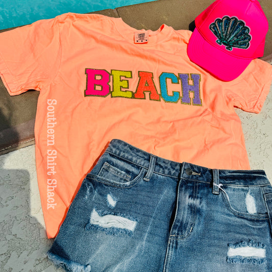 BEACH chenille patch CC tee