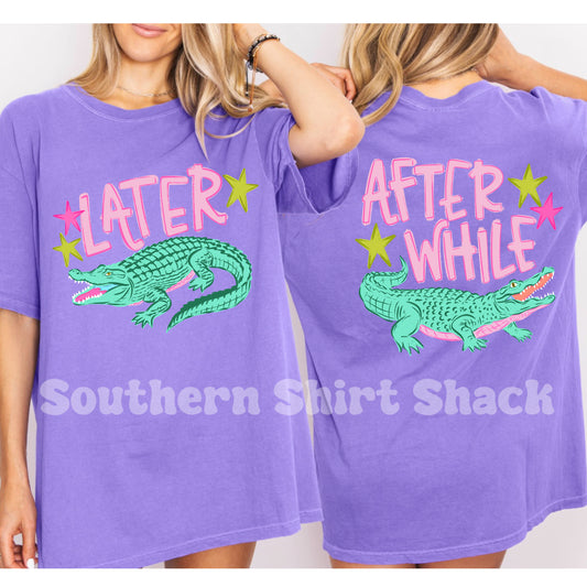 Later Gator - After While Crocodile Comfort Colors Tee | Violet