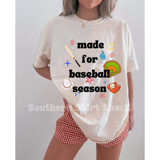 Preppy Baseball Season Comfort Colors tee | Ivory