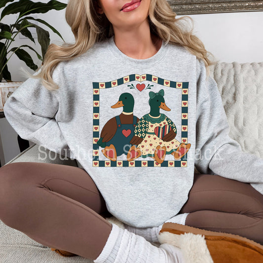 Vintage Granny Style Mallards | Ash Gray Sweatshirt
