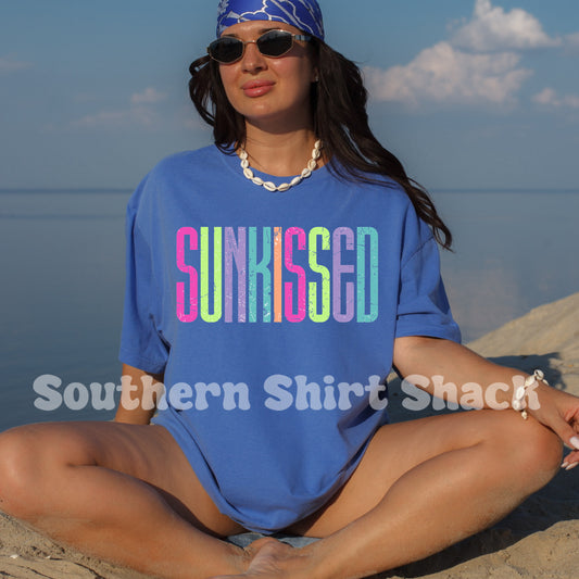 Colorful Sunkissed Comfort Colors tee | Flo blue