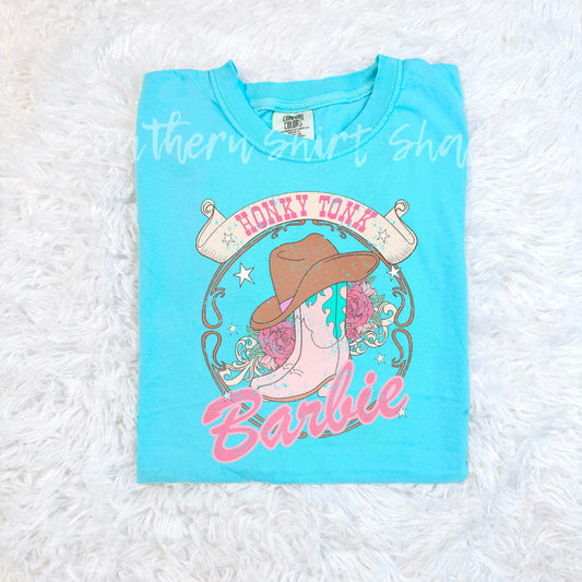 Honky Tonk Barbie Comfort Colors tee | Lagoon Blue