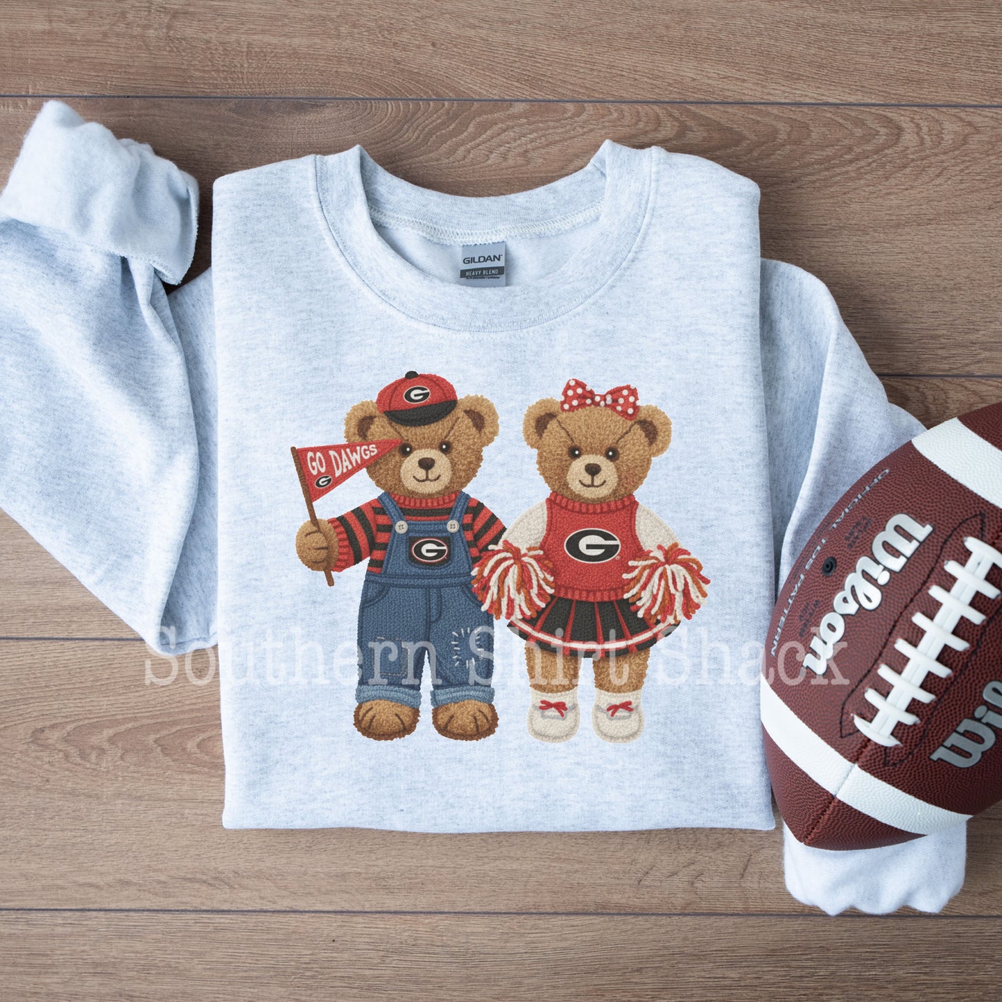 Faux Yarn College Teddys | ADD YOUR TEAM IN NOTES AT CHECKOUT | Ash Gray Sweatshirt