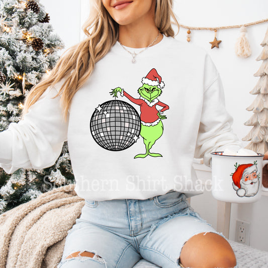 Disco Grinchyy | Ash Gray Sweatshirt