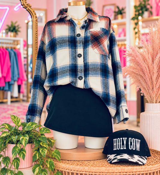 Rust/Navy Plaid Shacket