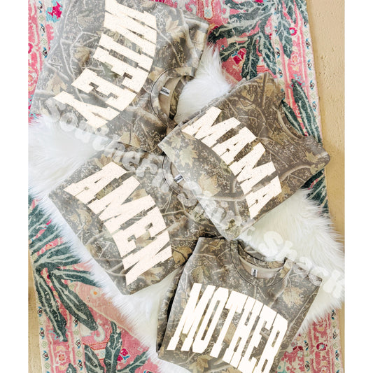 Wifey-Mama-Amen-Mother | Deadwood Camo Sweatshirt