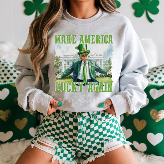 Trump Make America Lucky Again Sweatshirt | Ash Gray