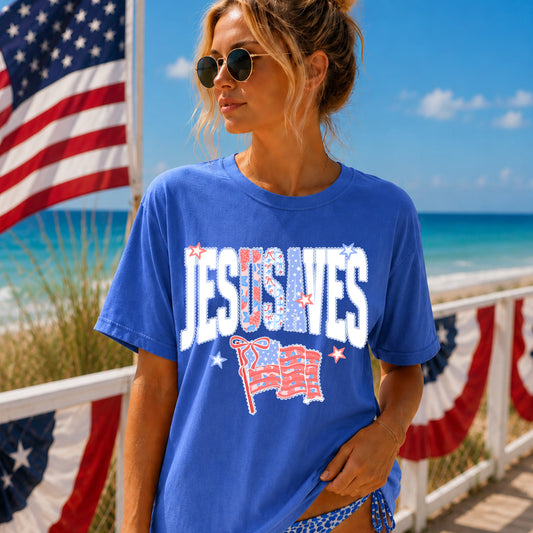 JesUSAves Comfort Colors tee | Flo blue