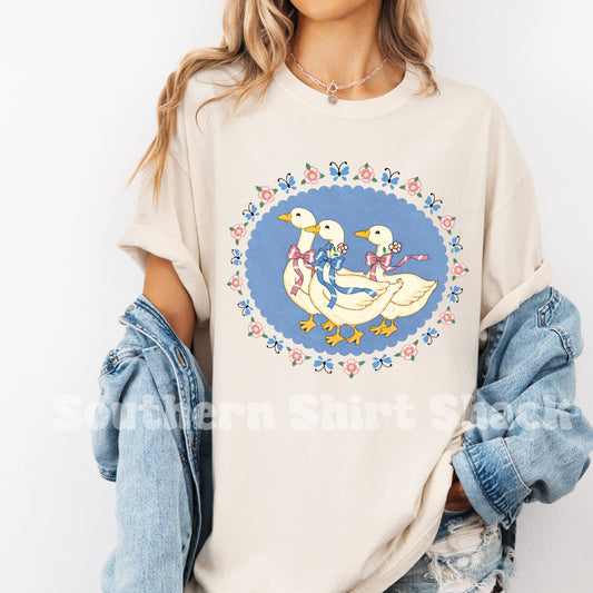 Coquette Geese Trio Comfort Colors tee | Ivory