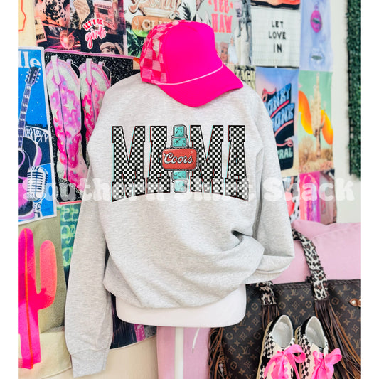 Checkered Mama Beer Brand Sweatshirt | Ash gray
