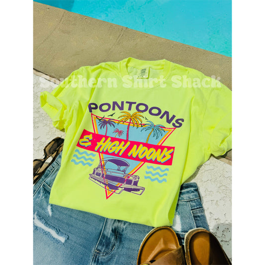 Pontoons & h!gh n00ns Comfort Colors tee | Neon Yellow