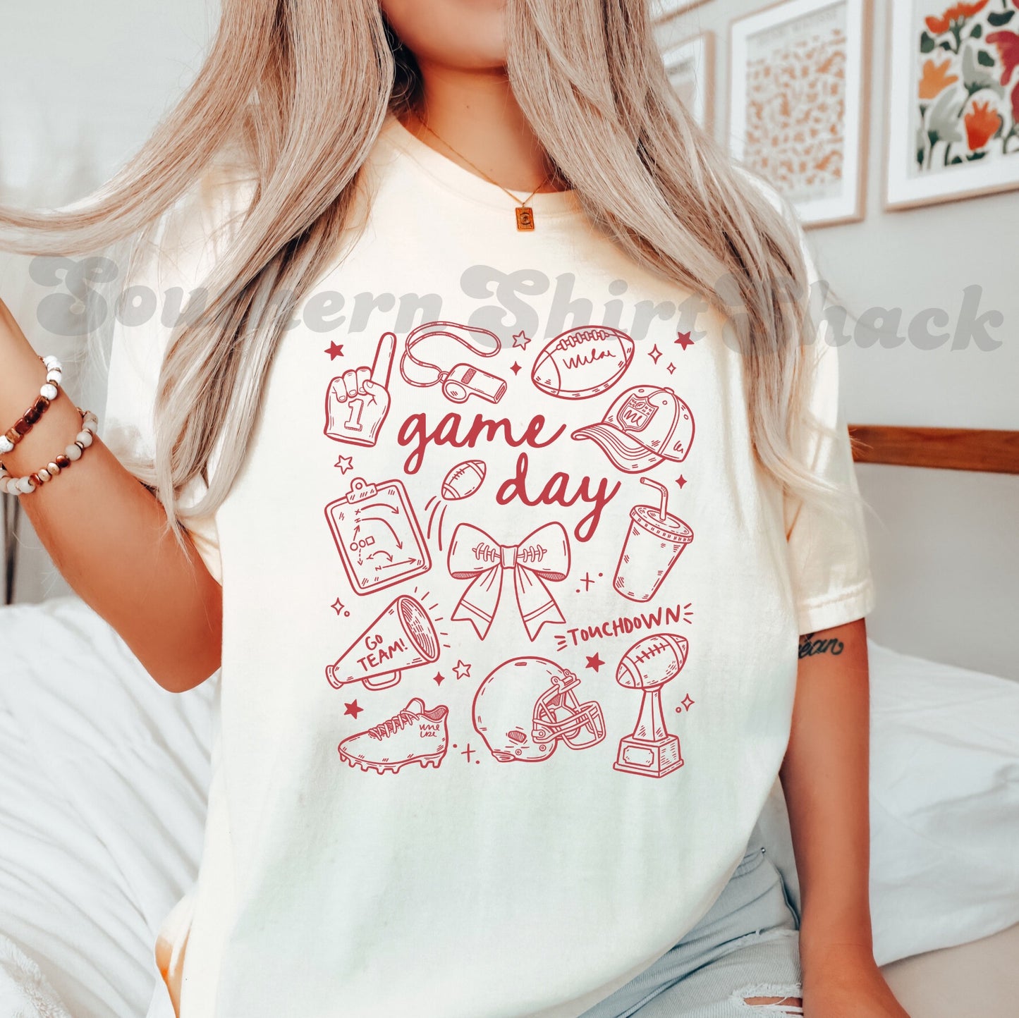 Girly Football Gameday | Multiple Color Options | Comfort Colors Tee
