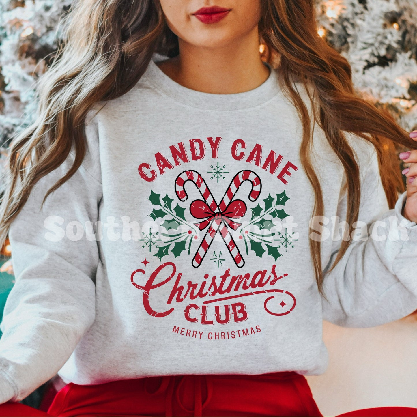 Candy Cane Christmas Club | Ash Gray Sweatshirt