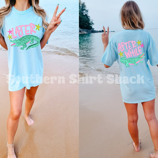 Later Gator - After While Crocodile Comfort Colors Tee | Light Blue