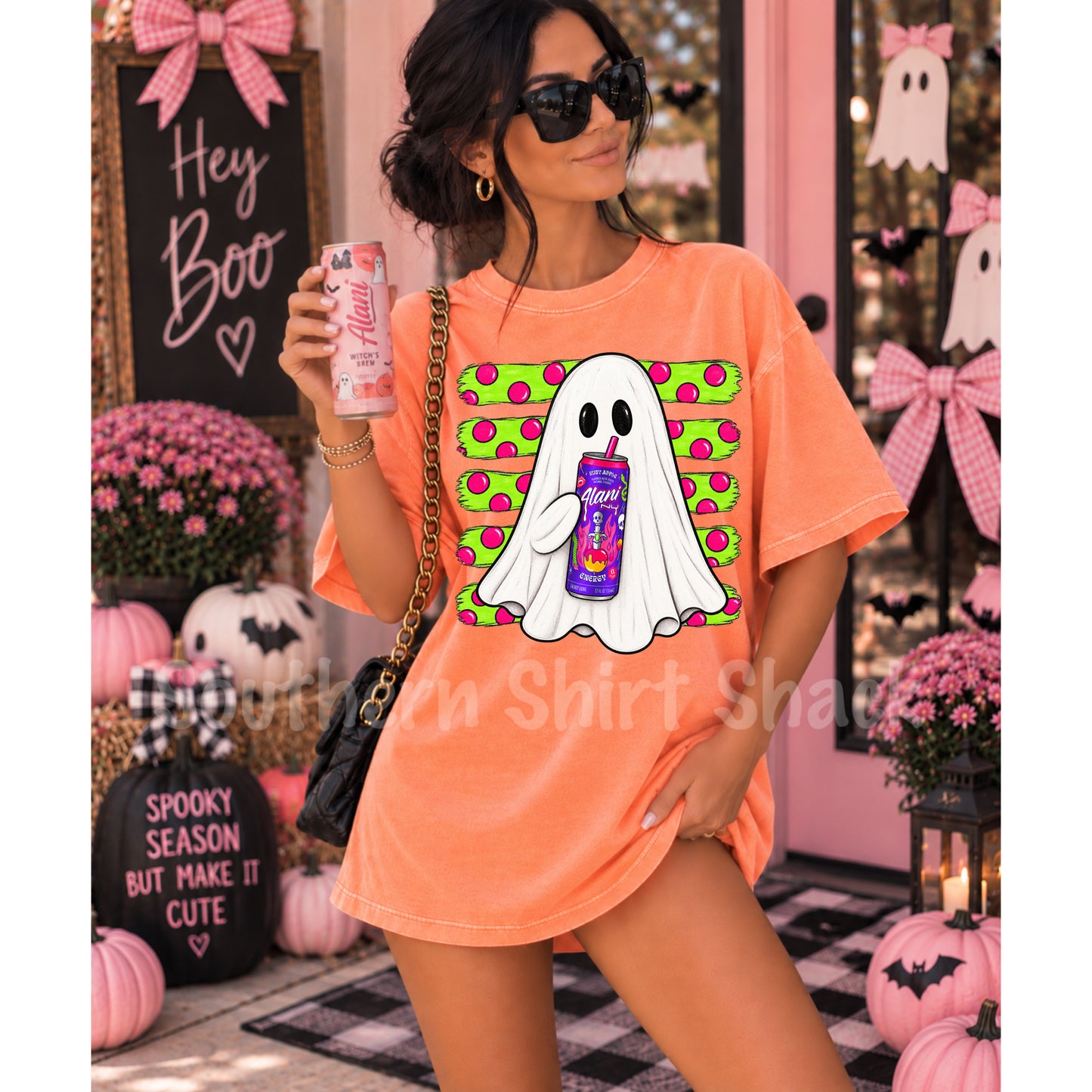 Ruby Apple Ghosty  | Neon Cantaloupe Comfort Colors tee