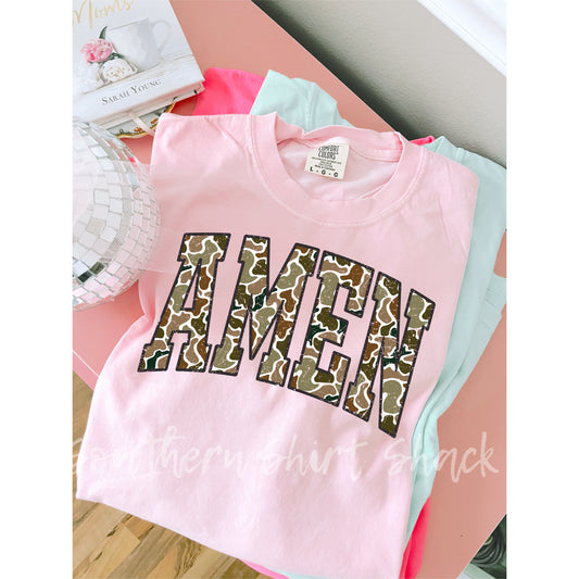 Camo Amen Comfort Colors tee | Blossom