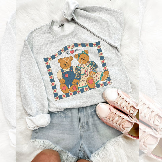 Vintage Granny Style Teddy Bears | Ash Gray Sweatshirt
