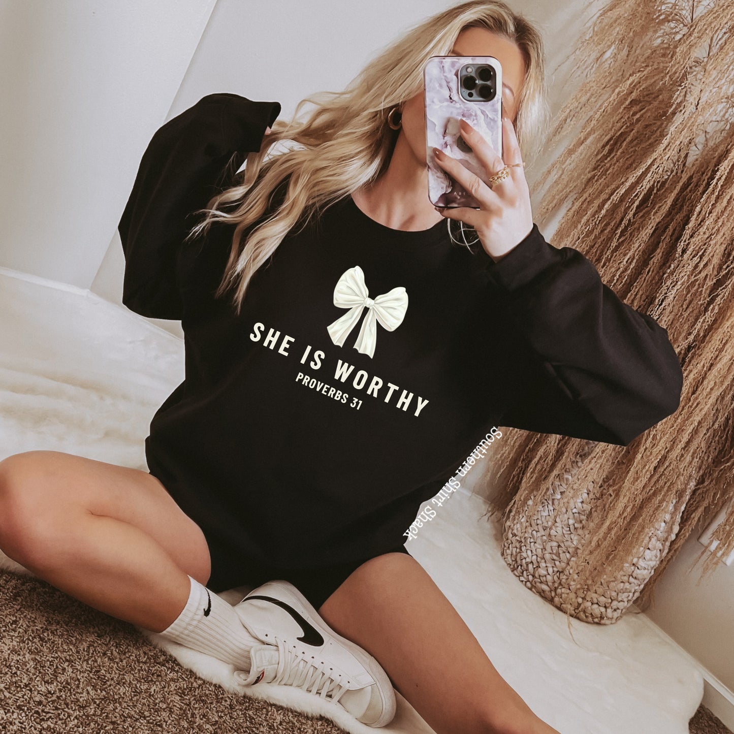 She Is Worthy | Black Sweatshirt