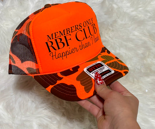 Orange camo members only rbf Trucker Hat | READY TO SHIP