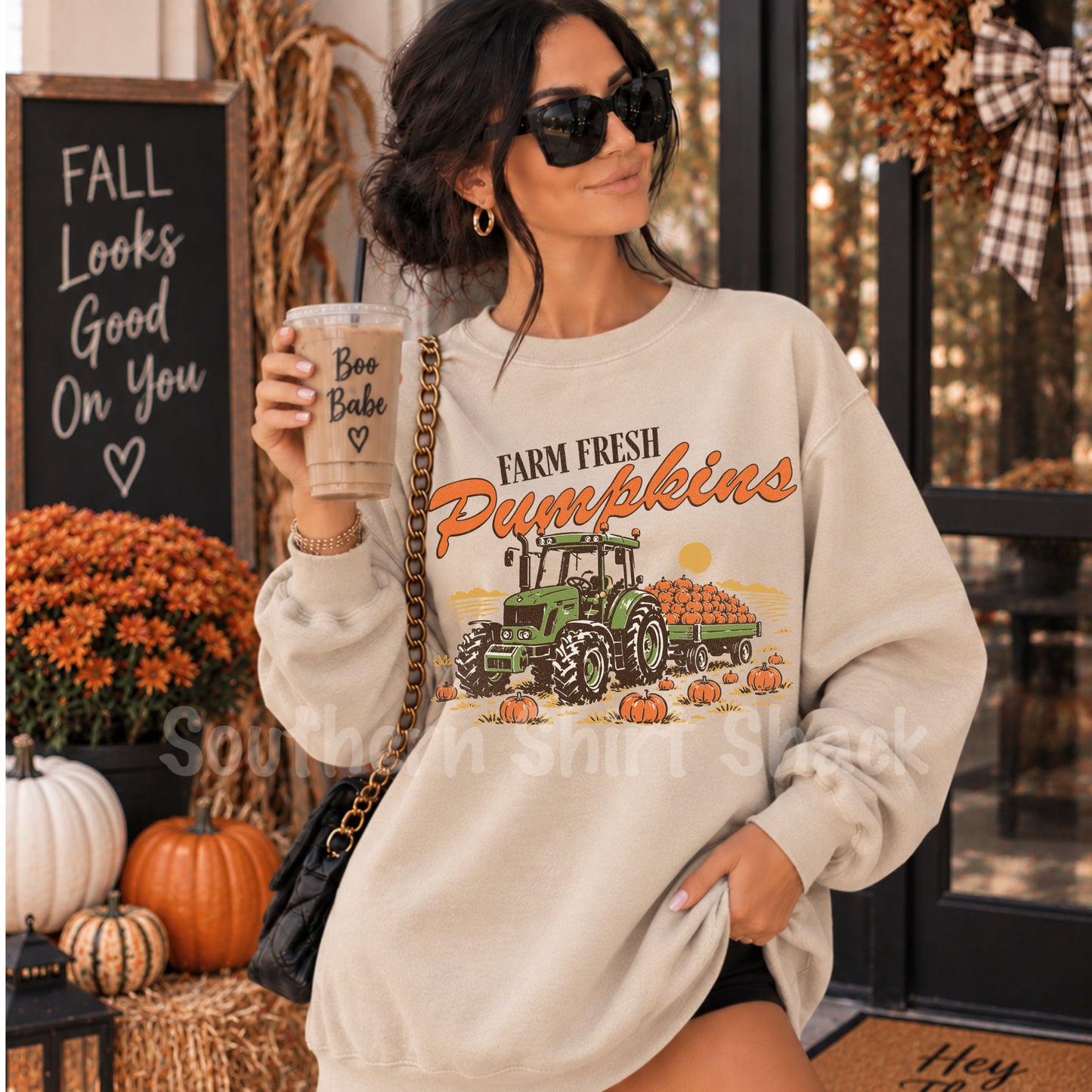 Farm Fresh Pumpkins Sweatshirt | Sand