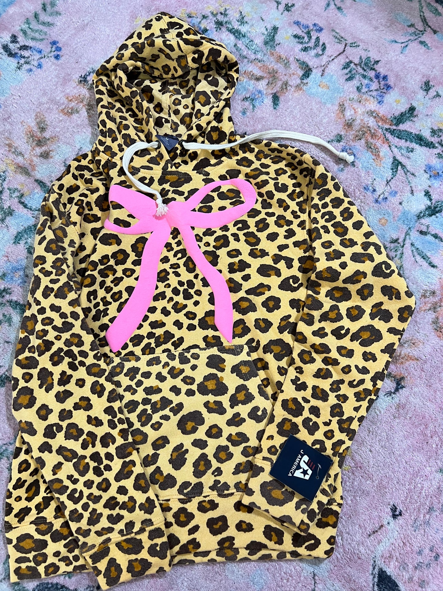 OOPSIE leopard hoodie pink bow | M | READY TO SHIP
