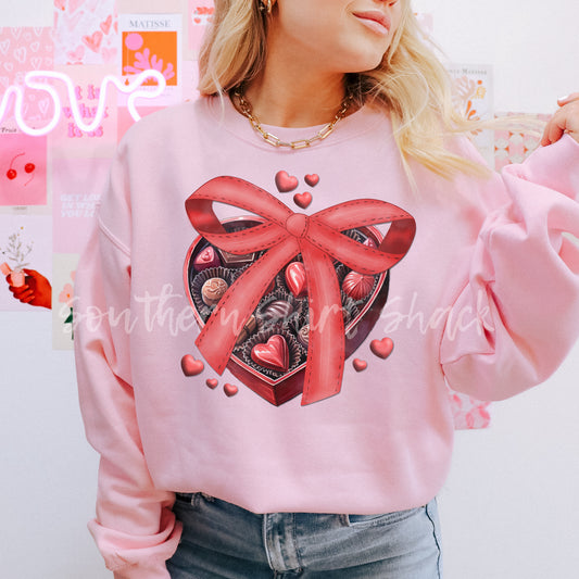 Coquette Box of Chocolates Sweatshirt | light pink