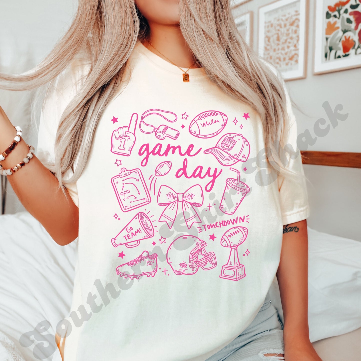 Girly Football Gameday | Multiple Color Options | Comfort Colors Tee