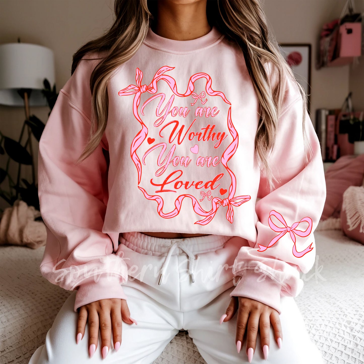 Worthy & Loved | Light Pink Sweatshirt