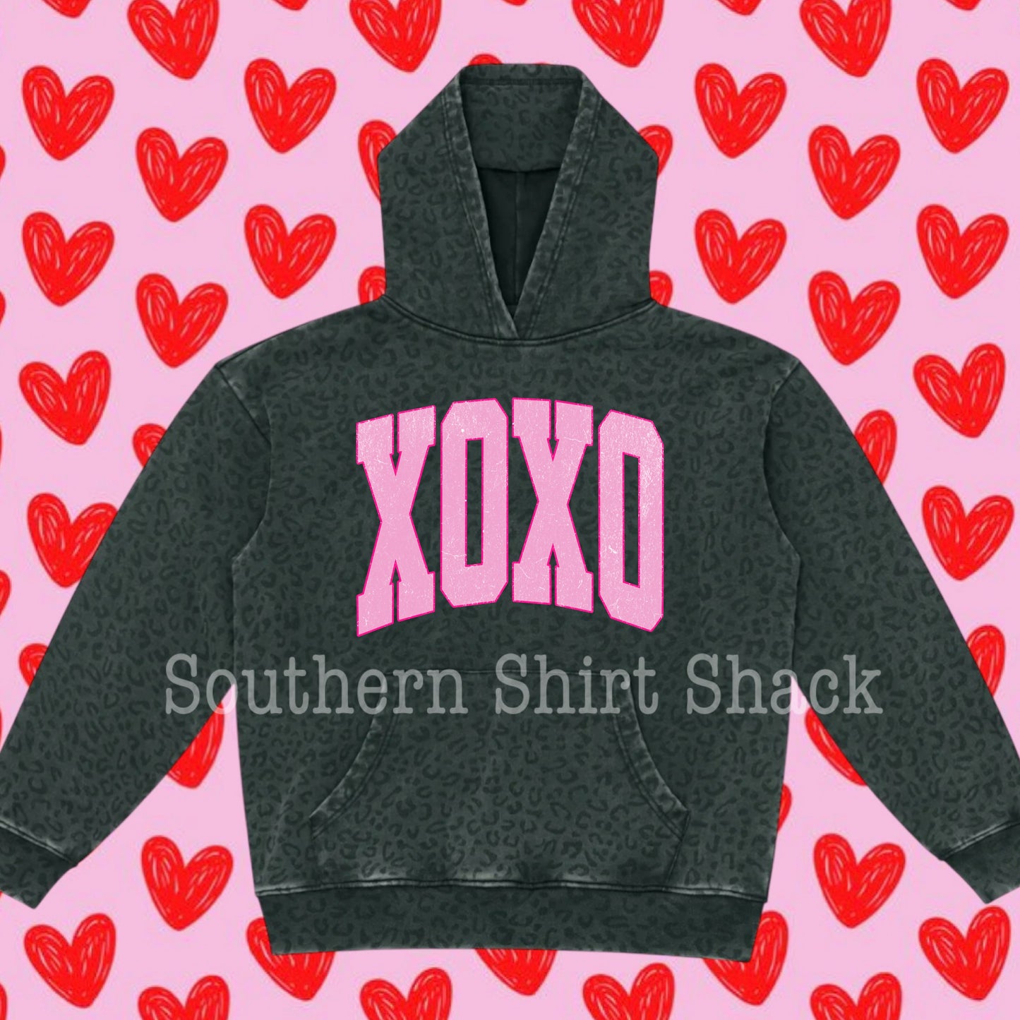 Varsity Pink XOXO | Black Leopard Hoodie or Tee