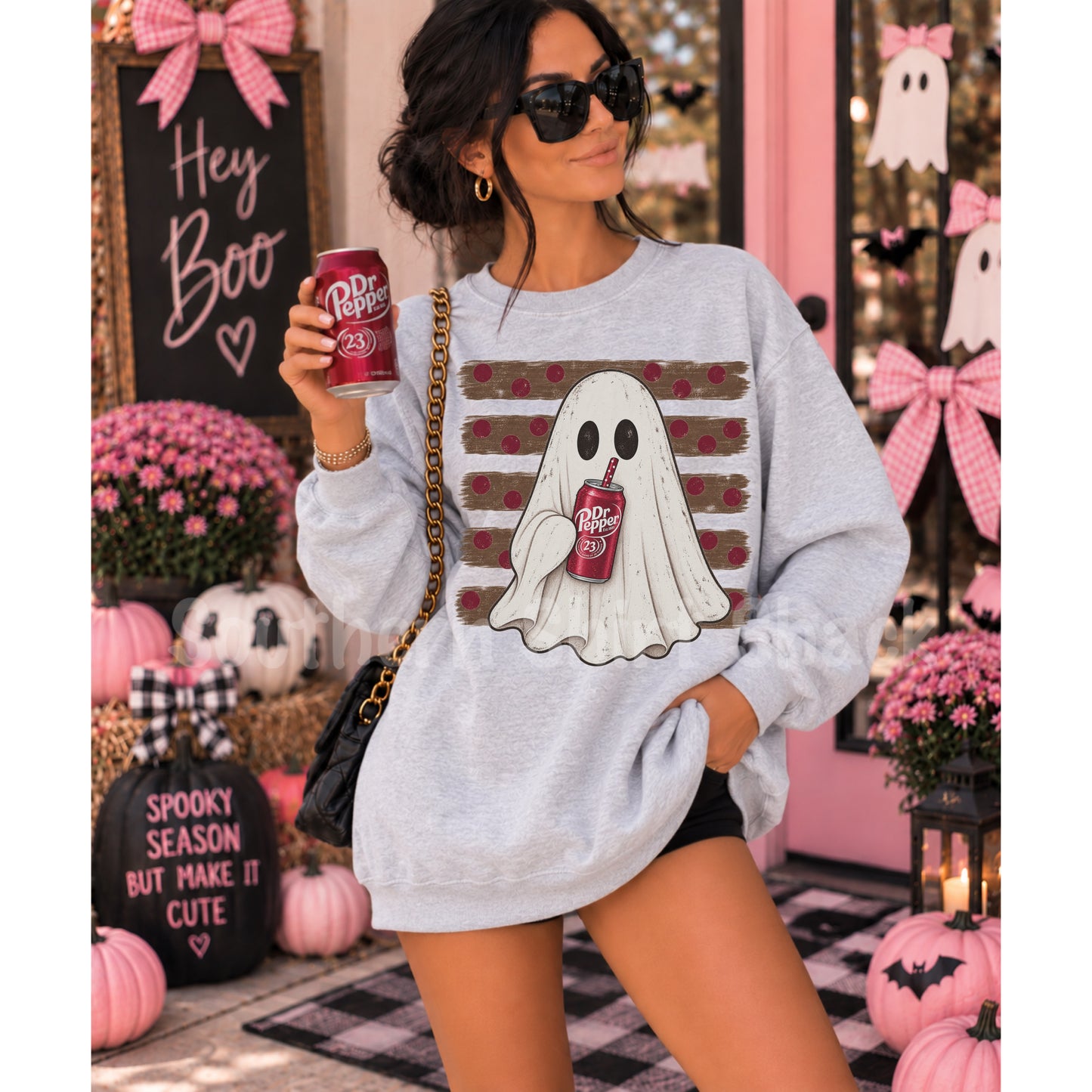 Striped Polka Dot Dr.P Ghosty Sweatshirt | Ash gray