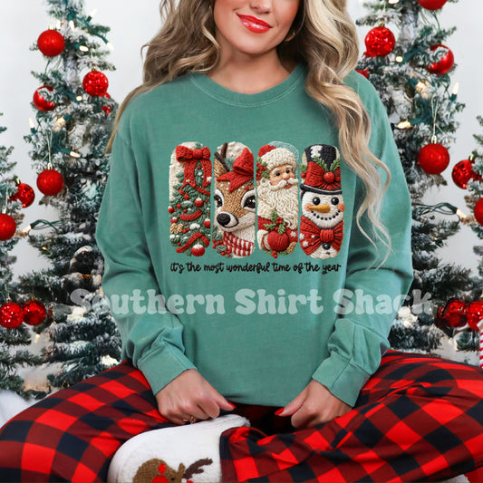 Crochet Characters Most Wonderful Time Of The Year | Light Green Comfort Colors Long Sleeve