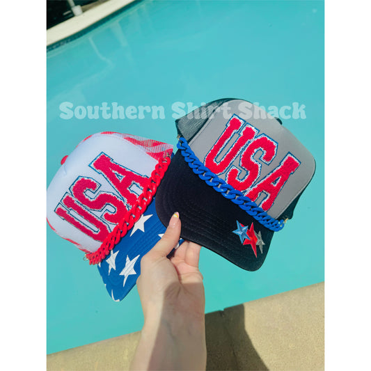USA hat chain Trucker Hat | ready to ship