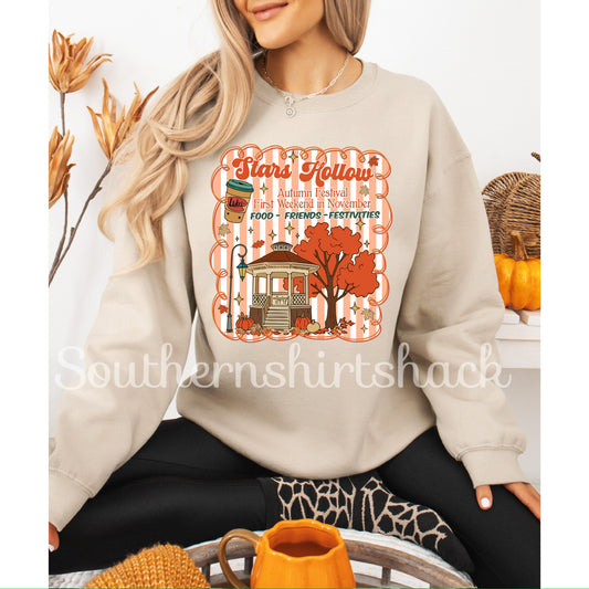 Stars Hollow Autumn Scene Sweatshirt | Sand
