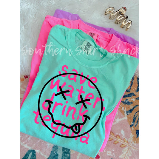 Save water drink tequila smiley Comfort Colors tee | Island Reef