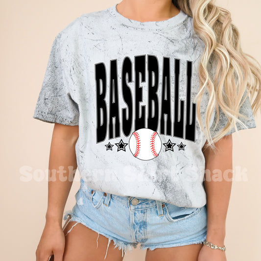 Oversized Varsity Baseball comfort colors acid wash tee | Smoke