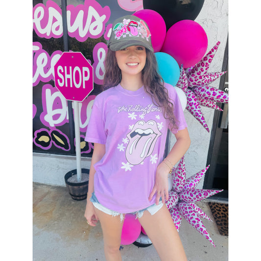 Groovy Tongue Band Tee | Neon Violet Comfort Colors tee