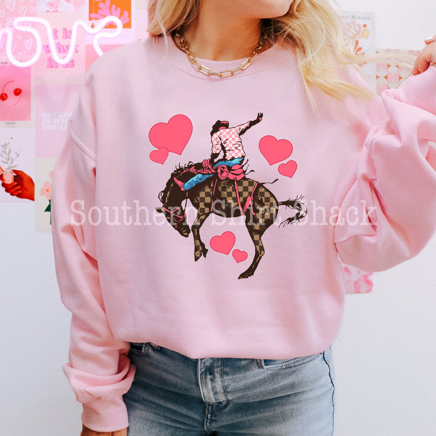 Boujee Valentine Bronc | Light Pink Sweatshirt